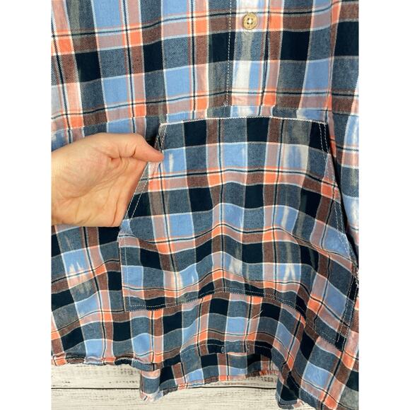 Anthropologie Pilcro Plaid Henley Tunic Top Small Bleached Spring Popover Beach - Picture 3 of 9